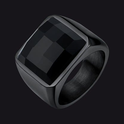 Custom Gemstone Signet Band Ring for , Ruby/ Black Onyx/topaz Ring Gift
