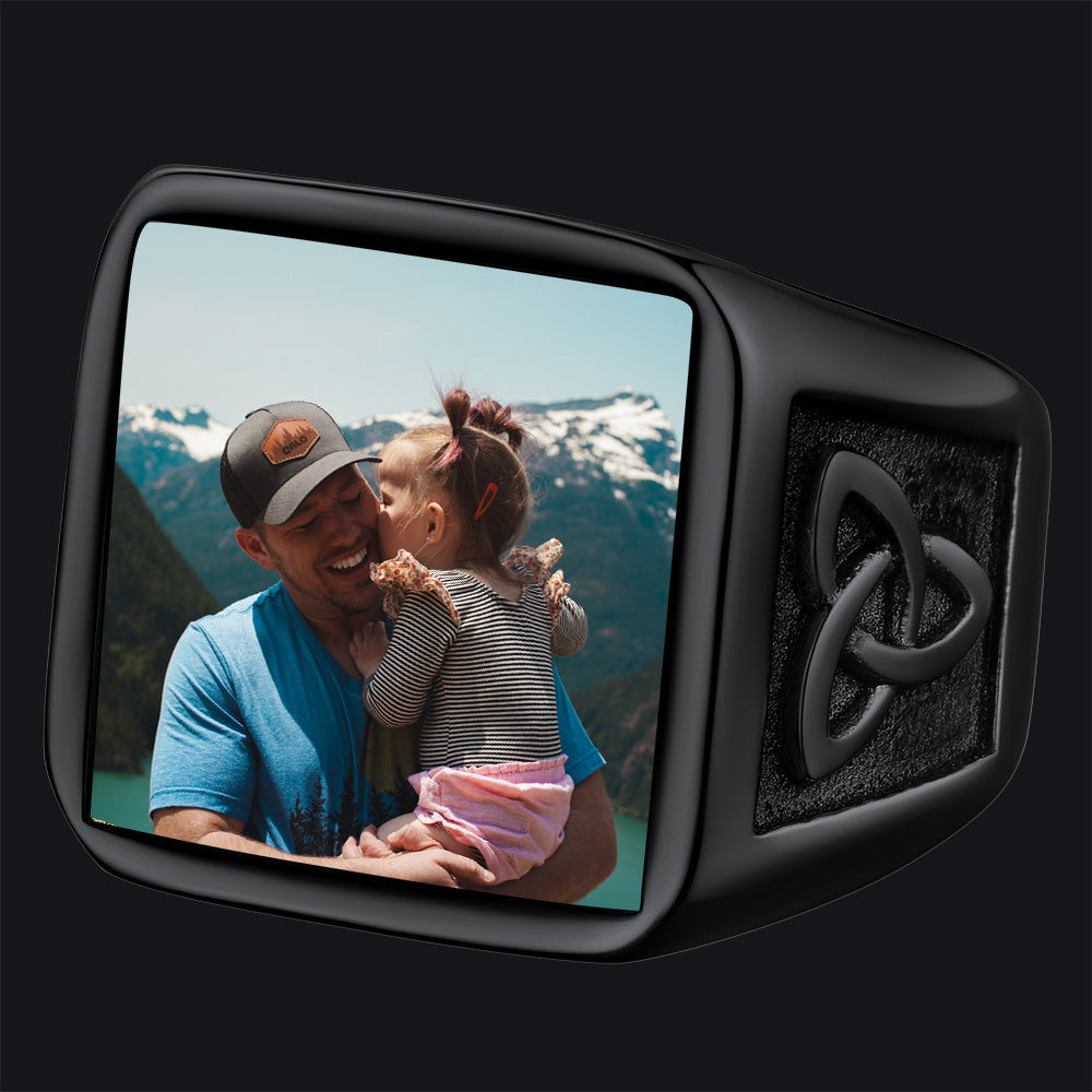 Personalized Custom Photo Ring With Knot for