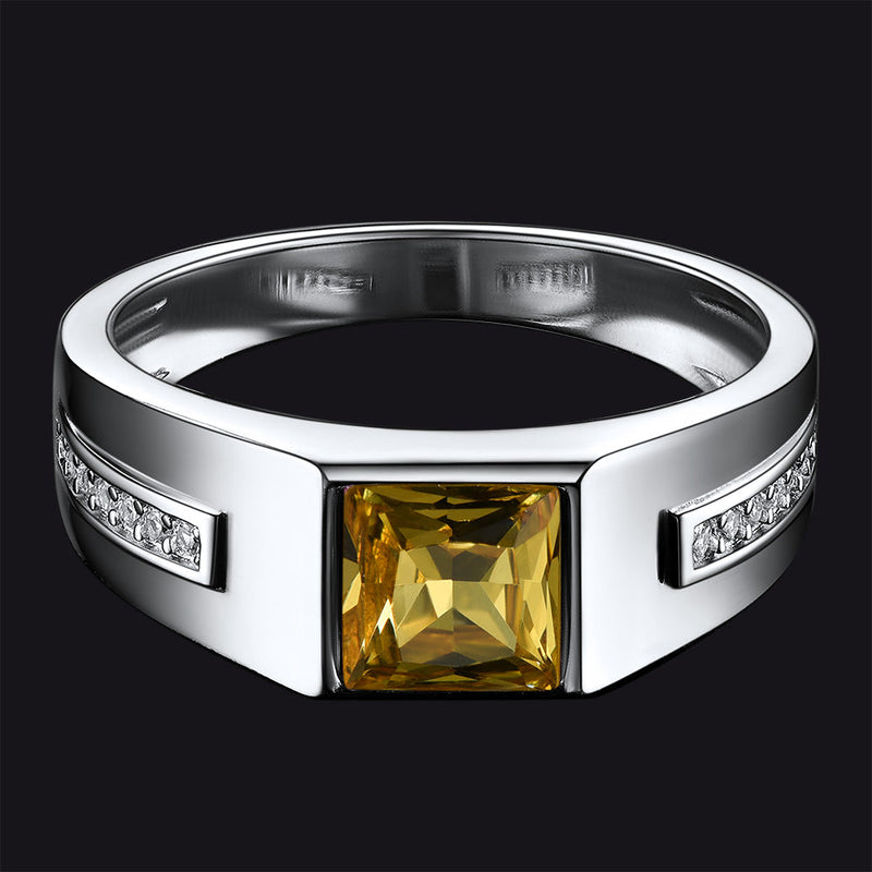 Sterling Silver Birthstone Wedding Band Ring for