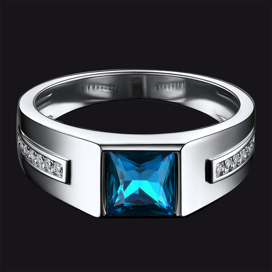 Sterling Silver Birthstone Wedding Band Ring for