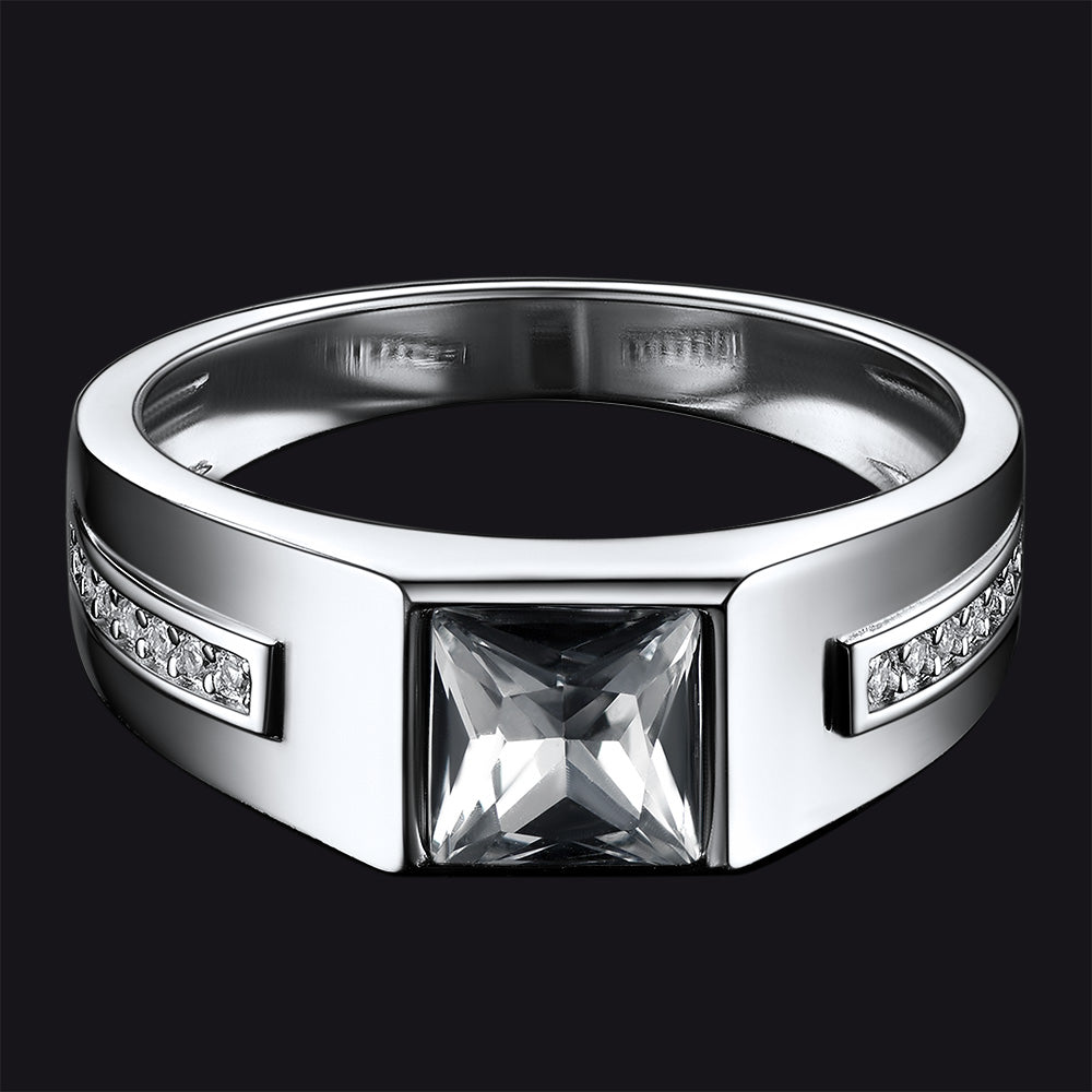 Sterling Silver Birthstone Wedding Band Ring for