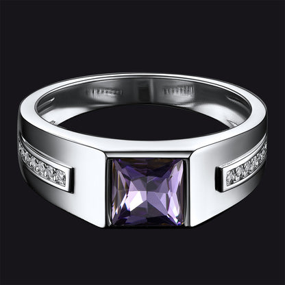 Sterling Silver Birthstone Wedding Band Ring for