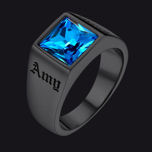 Custom Signet Ring With Blue Topaz for