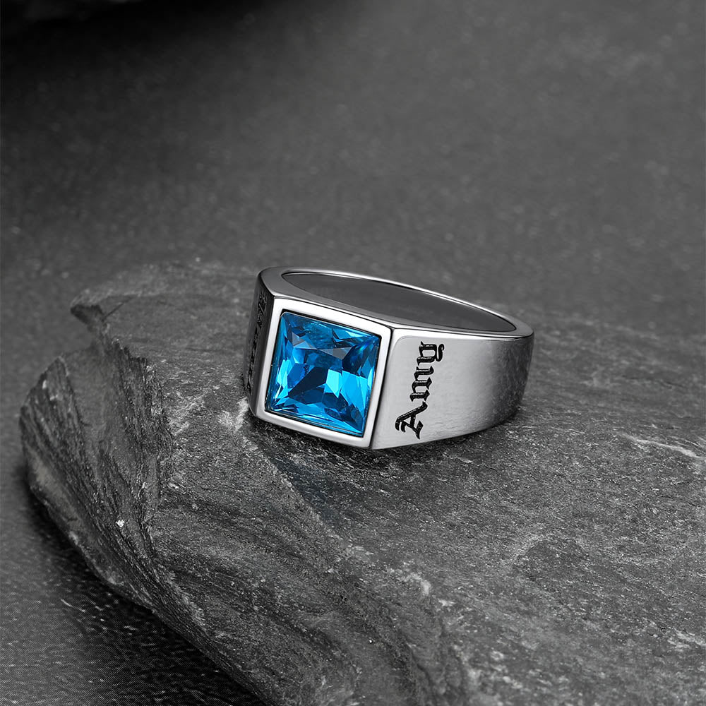Custom Signet Ring With Blue Topaz for