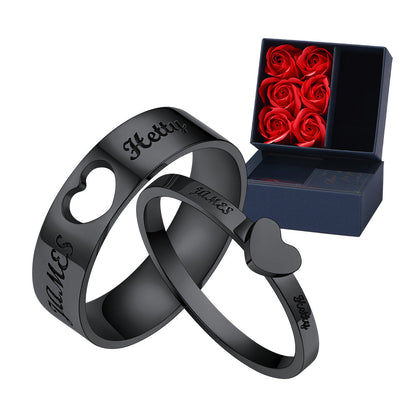 Personalized His and Hers Matching Promise Rings for Couple