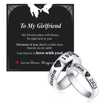 Custom Engraved Matching Promise Rings Set Gift for Couple