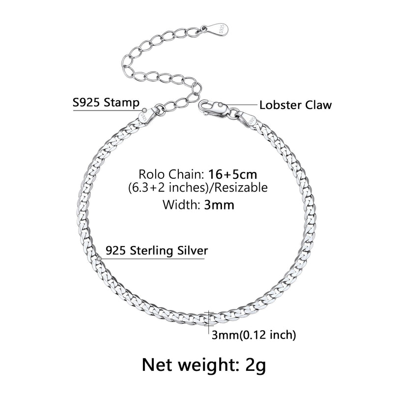 Sterling Silver Chain Link Bracelet for
