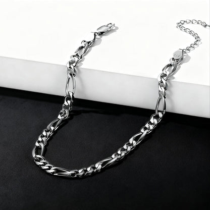 Sterling Silver Figaro Chain Link Bracelet for