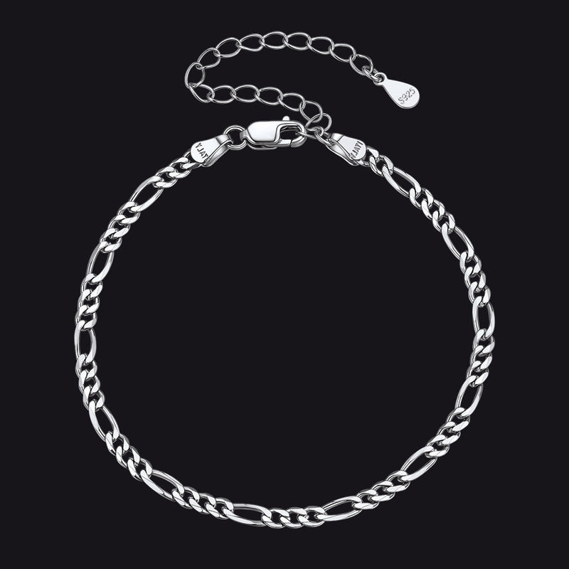 Sterling Silver Figaro Chain Link Bracelet for