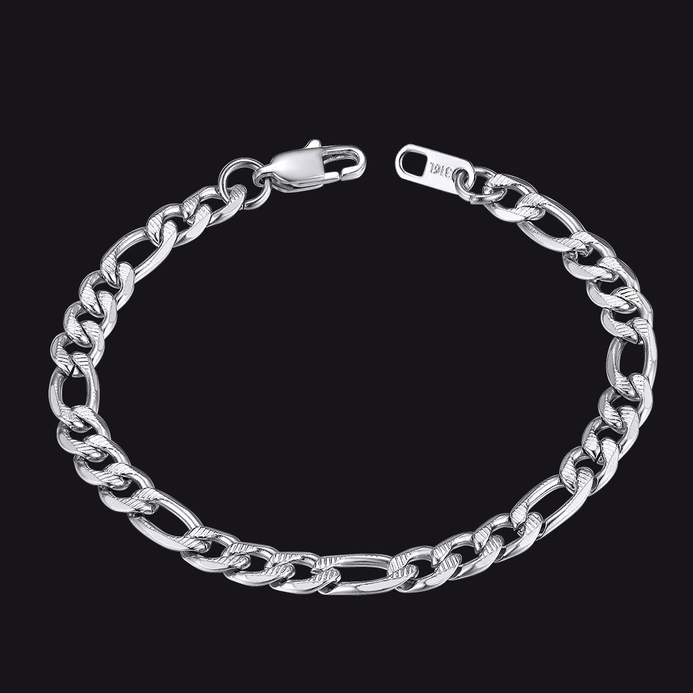 Thick Figaro Link Bracelet for 6/7/9mm Width