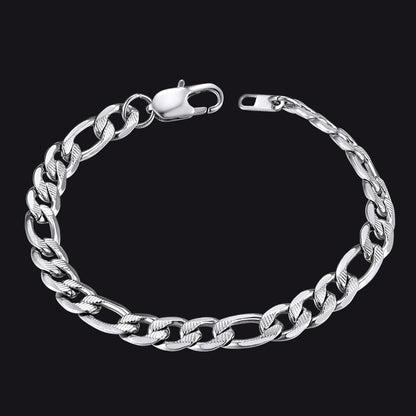 Thick Figaro Link Bracelet for 6/7/9mm Width