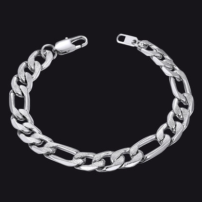 Thick Figaro Link Bracelet for 6/7/9mm Width