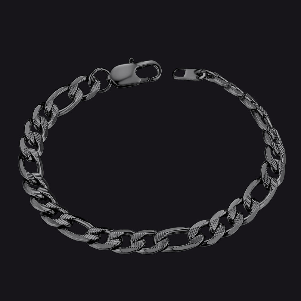 Thick Figaro Link Bracelet for 6/7/9mm Width