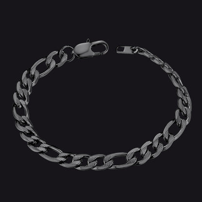 Thick Figaro Link Bracelet for 6/7/9mm Width