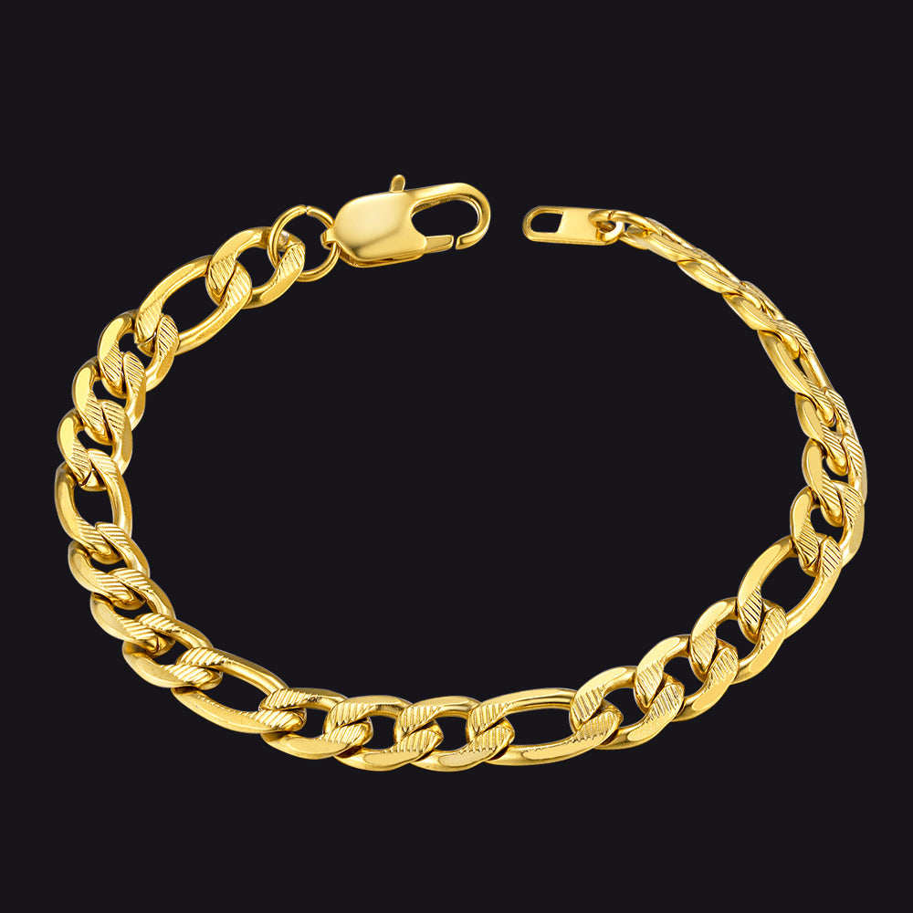 Thick Figaro Link Bracelet for 6/7/9mm Width