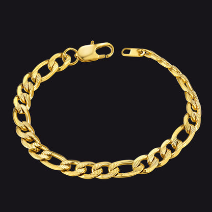 Thick Figaro Link Bracelet for 6/7/9mm Width