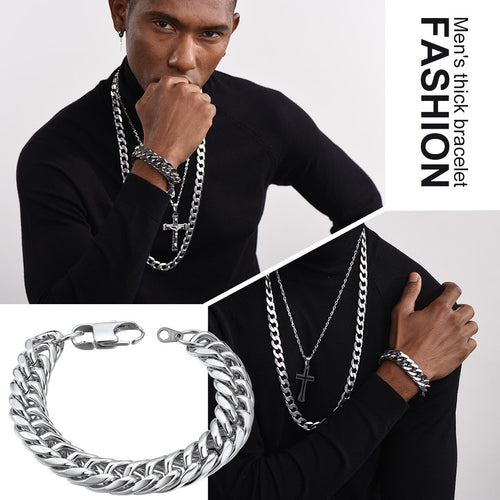 Bold 13mm Cuban Chain Link Bracelet for Stainless Steel