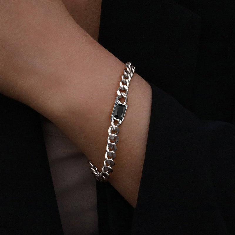 Flash Cubic Zirconia Thick Chain Bracelet for