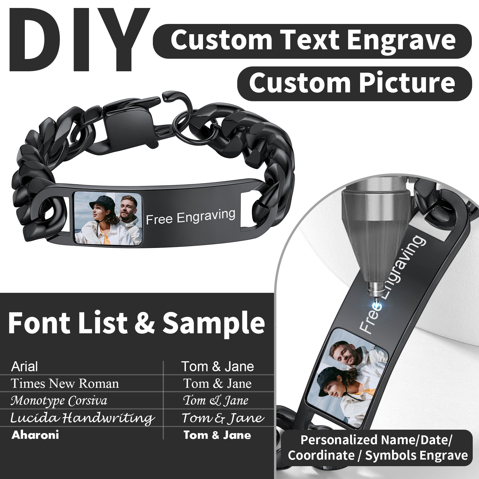 Customized Photo Cuban Chain Link Bracelet for