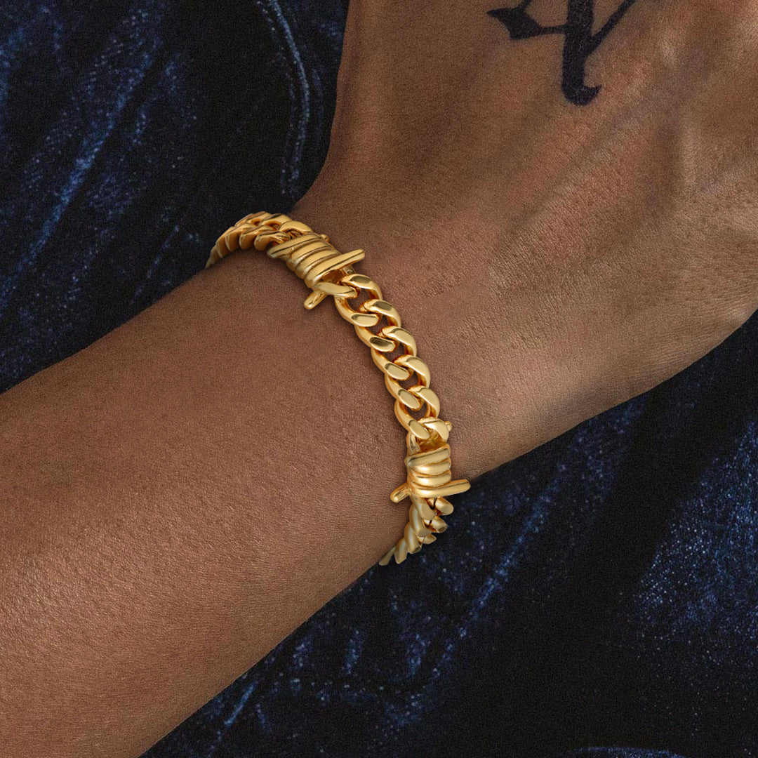 Barbed Wire Cuban Link Bracelet for in Stainless Steel