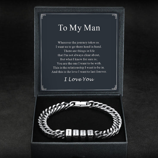 Personalized Cuban Link Bracelet Engraved Name Bracelet for