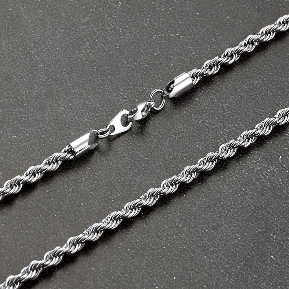 3mm & 6mm Twisted Rope Link Chain Layered Necklaces Set for