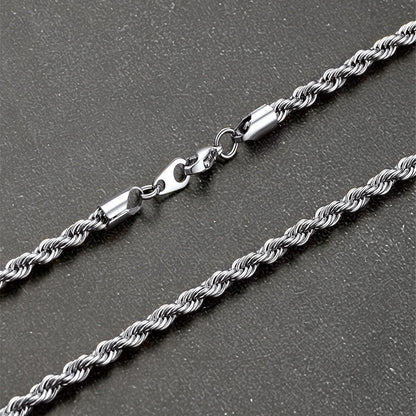 3mm & 6mm Twisted Rope Link Chain Layered Necklaces Set for