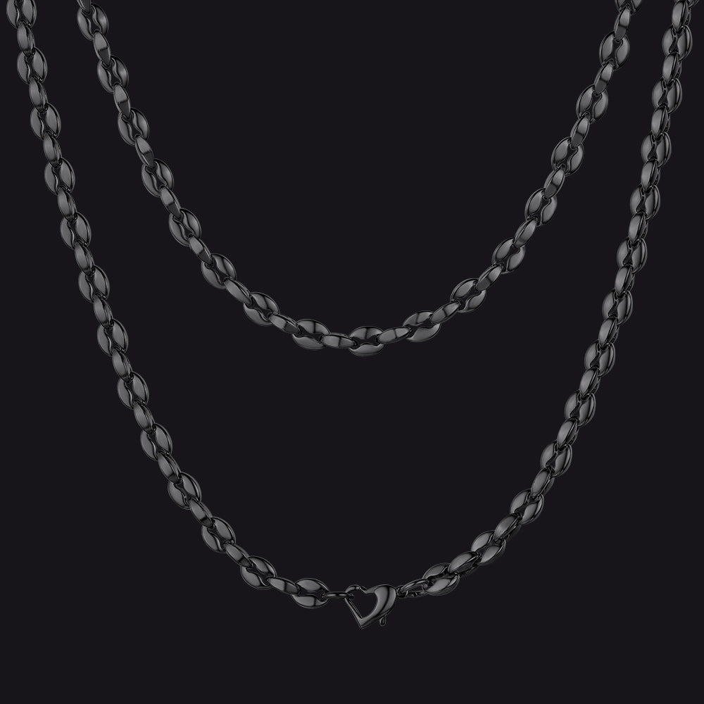4mm Coffee Bean Necklace Metal Link Rope Cord for