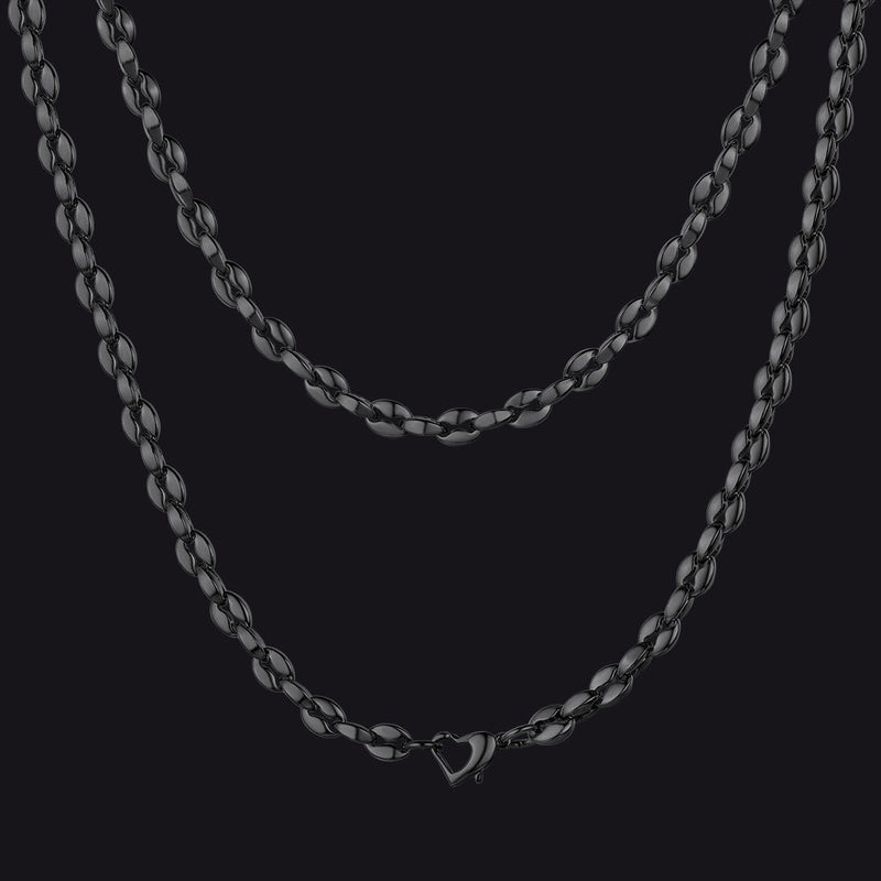 4mm Coffee Bean Necklace Metal Link Rope Cord for