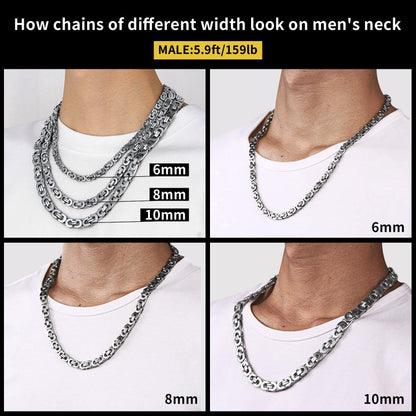 Byzantine Link Chain Stainlss Steel Necklace for