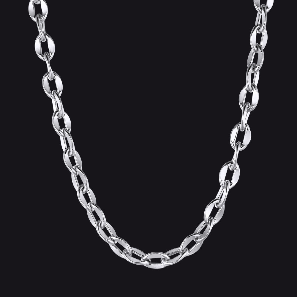 6mm/9mm Width Twisted Rolo Link Chain Necklace for