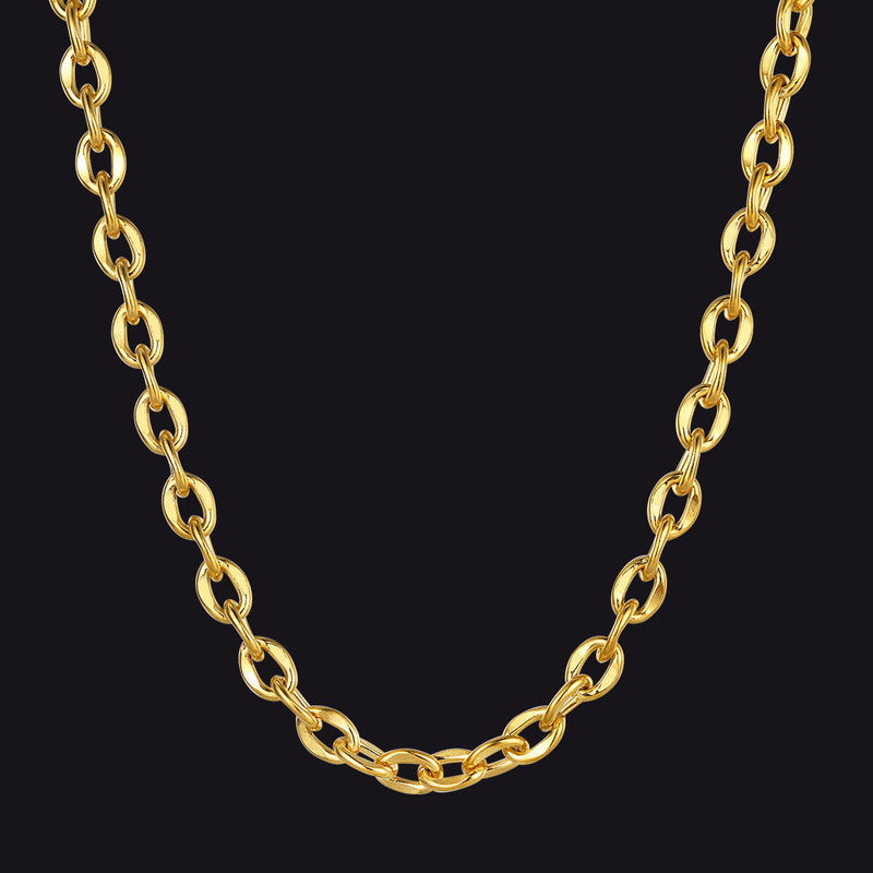 6mm/9mm Width Twisted Rolo Link Chain Necklace for