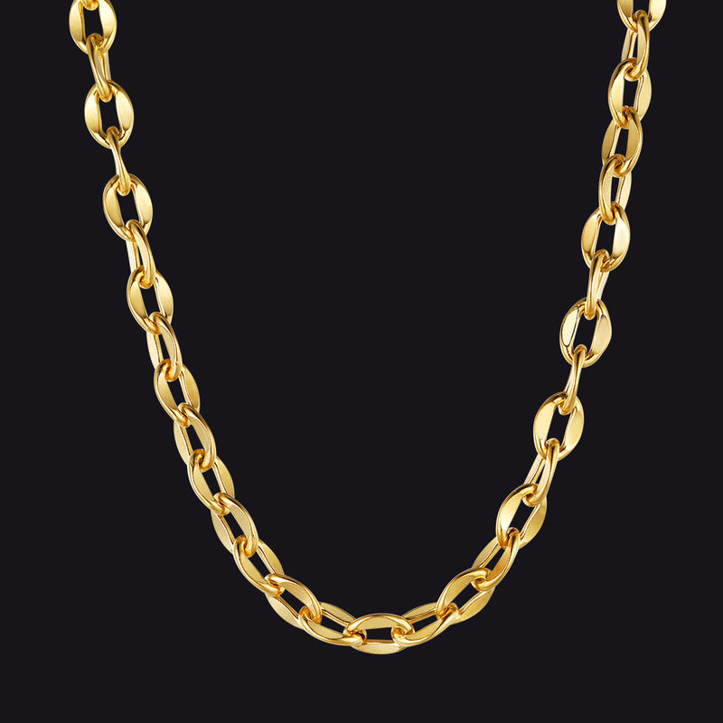 6mm/9mm Width Twisted Rolo Link Chain Necklace for