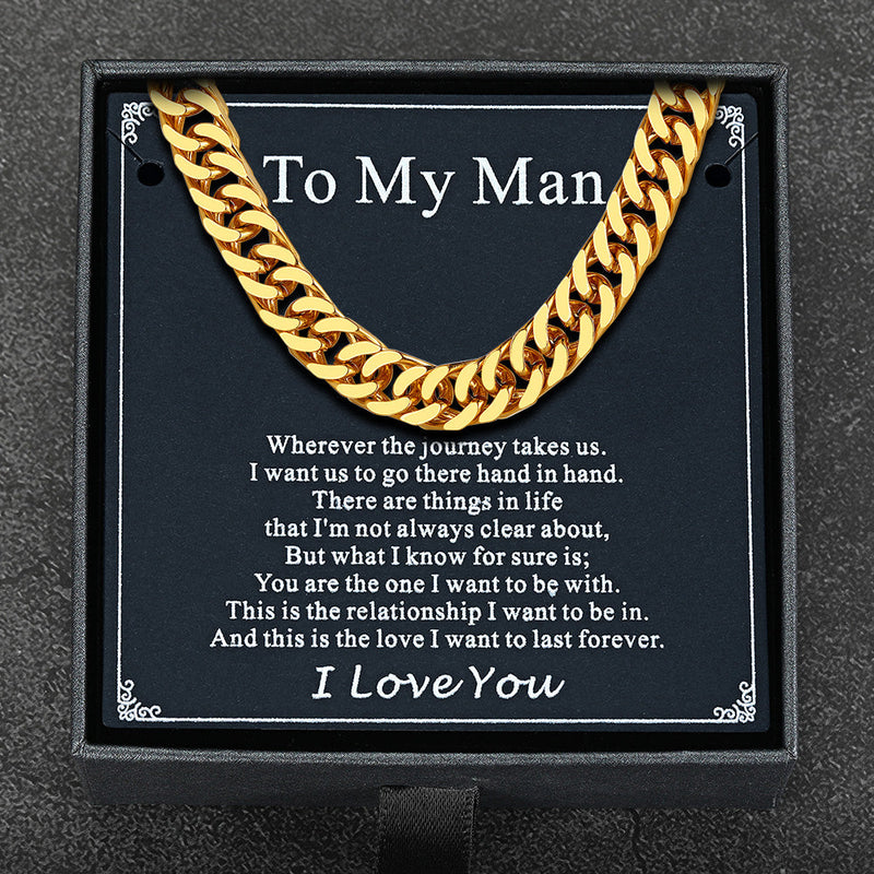 Miami Cuban Link Chain Necklace With Gift Crad for Him