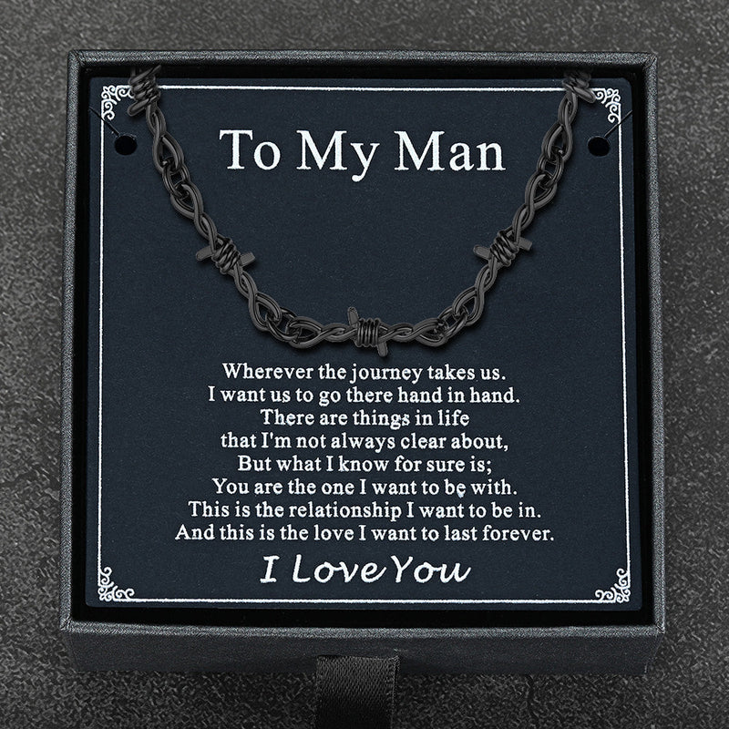 Gothic Thorn Barb Wire Chain Link Necklace Birthday Gift for