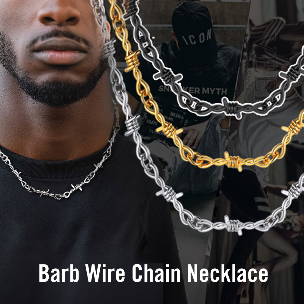 Gothic Thorn Barb Wire Chain Link Necklace Birthday Gift for