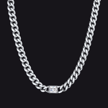 7mm Cuban Link Choker Necklace With Birthstone for
