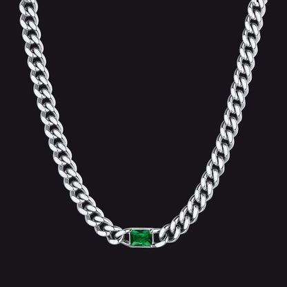 7mm Cuban Link Choker Necklace With Birthstone for