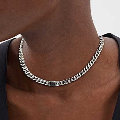 7mm Cuban Link Choker Necklace With Birthstone for