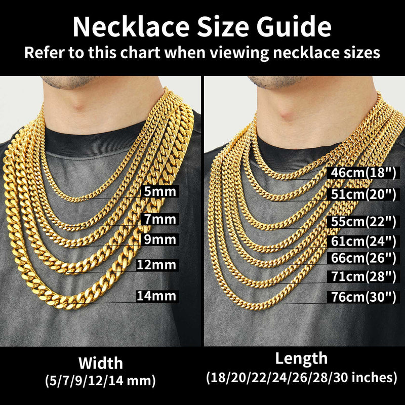 Miami Cuban Link Chain Necklace 5/7/9/12 Mm Chain for