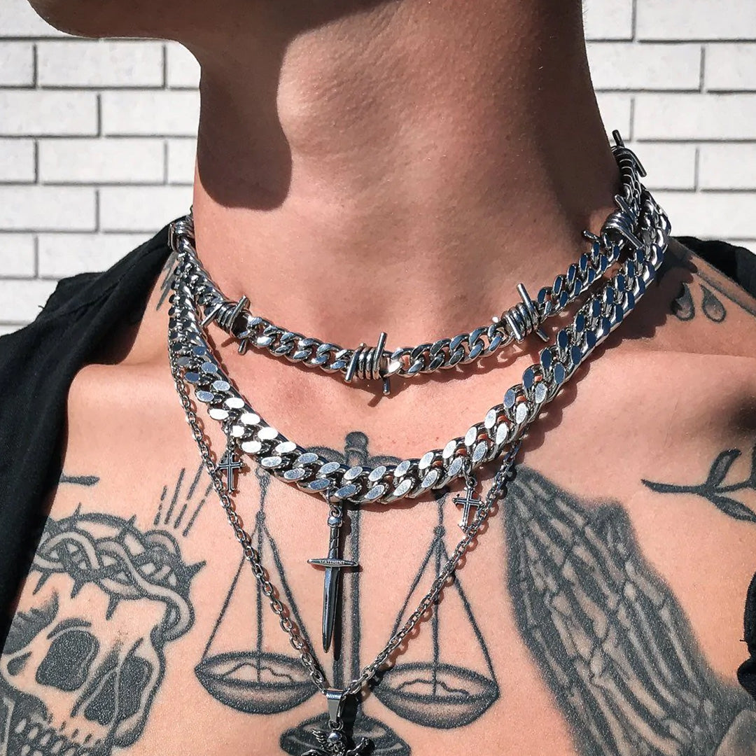 To My Barbed Wire Cuban Chain Choker Necklace Gift for Him