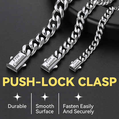 Engraved Cuban Link Chain Necklace for 6/9/12mm Width
