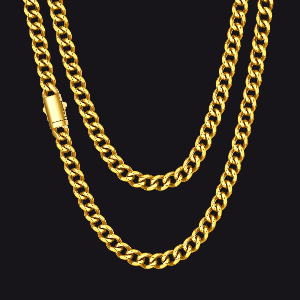 Engraved Cuban Link Chain Necklace for 6/9/12mm Width