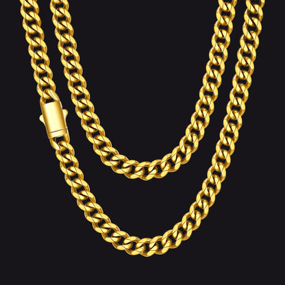 Engraved Cuban Link Chain Necklace for 6/9/12mm Width