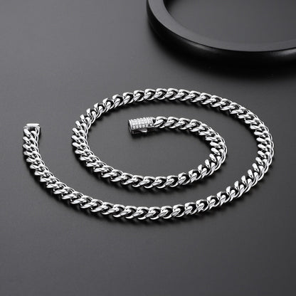 Cz Clasp Cuban Chain Necklace for , Hip Hop Jewelry 6/9/12mm Width