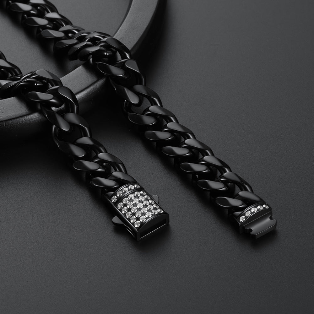 Cz Clasp Cuban Chain Necklace for , Hip Hop Jewelry 6/9/12mm Width