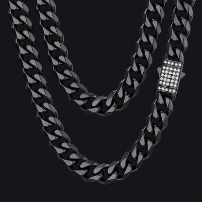 Cz Clasp Cuban Chain Necklace for , Hip Hop Jewelry 6/9/12mm Width
