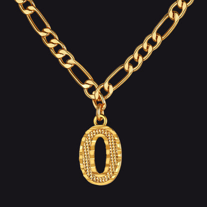 Initial A-z Letter Pendant Figaro Chain Choker Necklace for