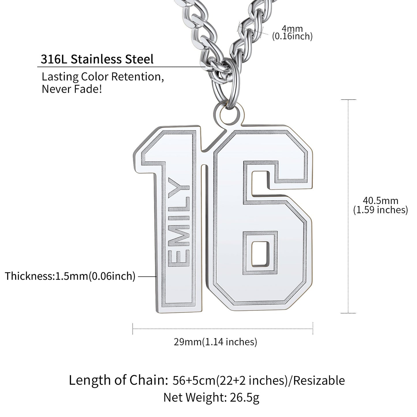 Custom Sports Jersey Number Necklace for Sport Fans, Gift for