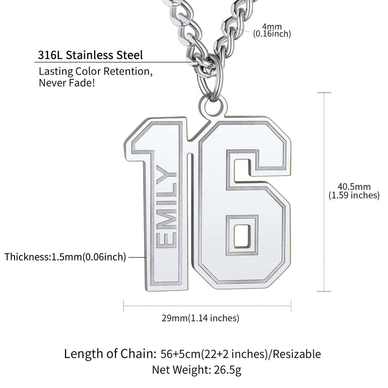 Custom Sports Jersey Number Necklace for Sport Fans, Gift for